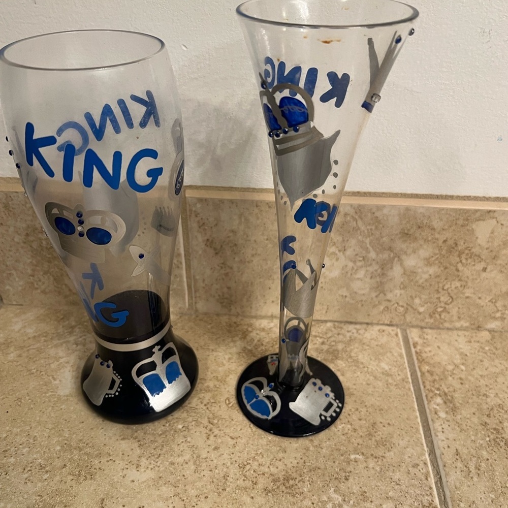 Blue and Silver King Themed Glass Set - Picture 2 of 4